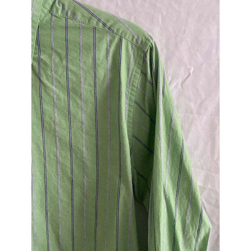 Arrow LS Shirt Green Blue White Stripe Button Down Casual Dress Boy L (14-16) - Picture 8 of 14